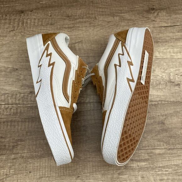 VANS Old Skool Bolt Mens 6.5 Womens 8 Suede Low Top Tan White Skate Retro - Picture 7 of 9